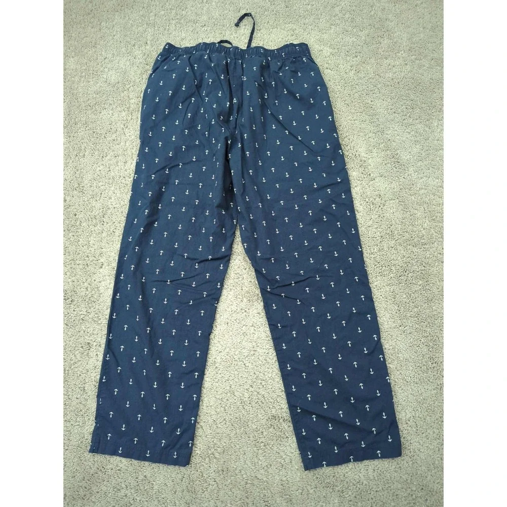 Nautica Pajama Pants Mens Large Blue Anchor Allover Print‎ Sleepwear